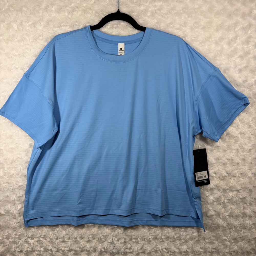90 Degree Womens Size XL Liner Textured Deluxe Short Sleeve Tee Blue New